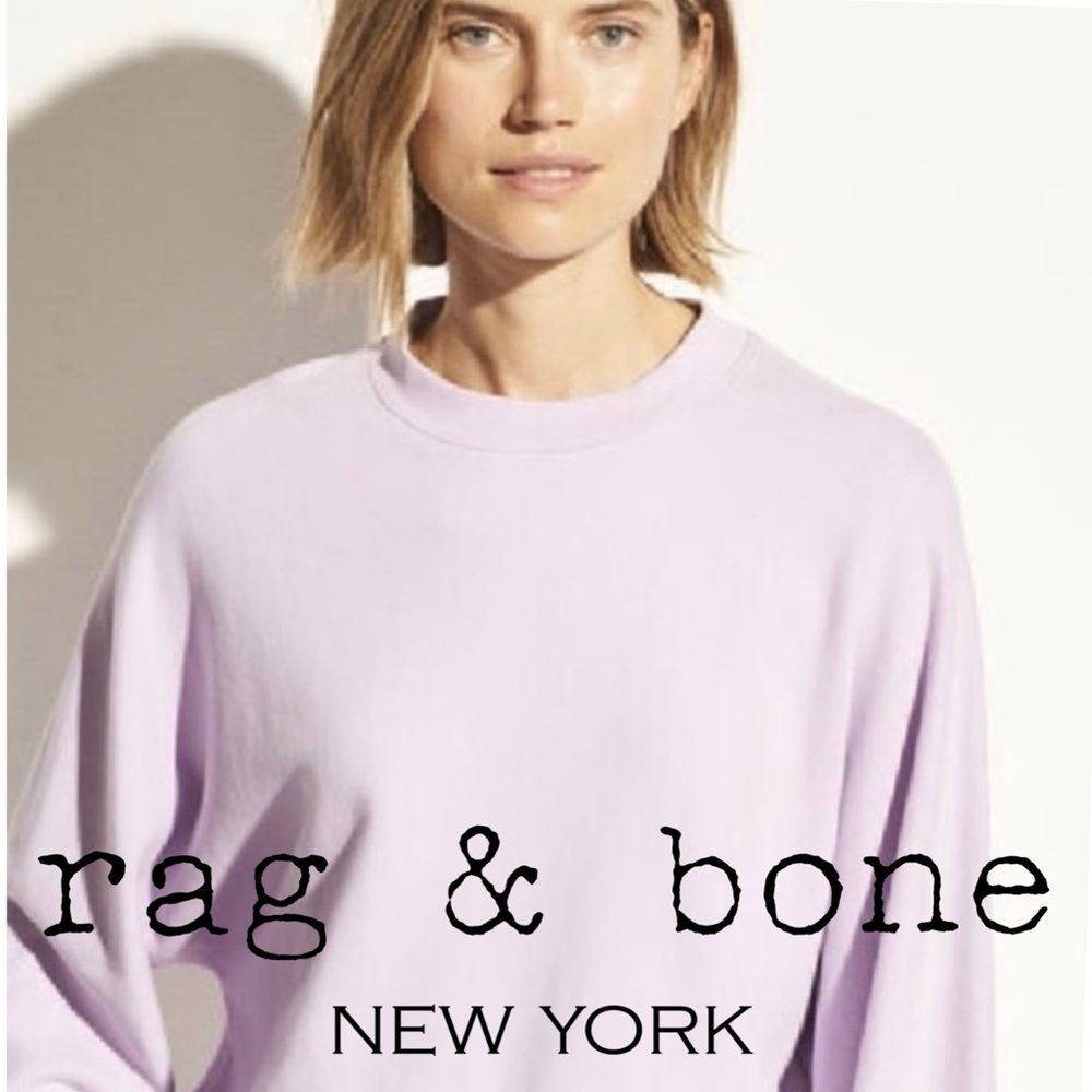 Rag and Bone Lavender Crop Sweatshirt XS 100% Cotton Lilac Purple Pastel